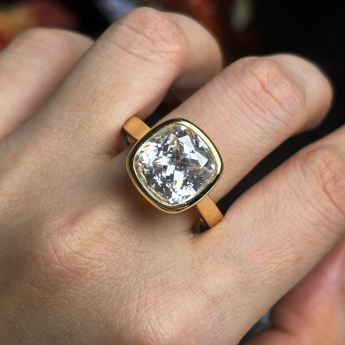 5ct Cushion Cut White Sapphire Solitaire Ring