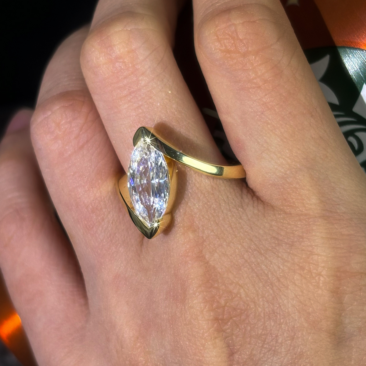 3ct Marquise Cut White Sapphire Engagement Ring