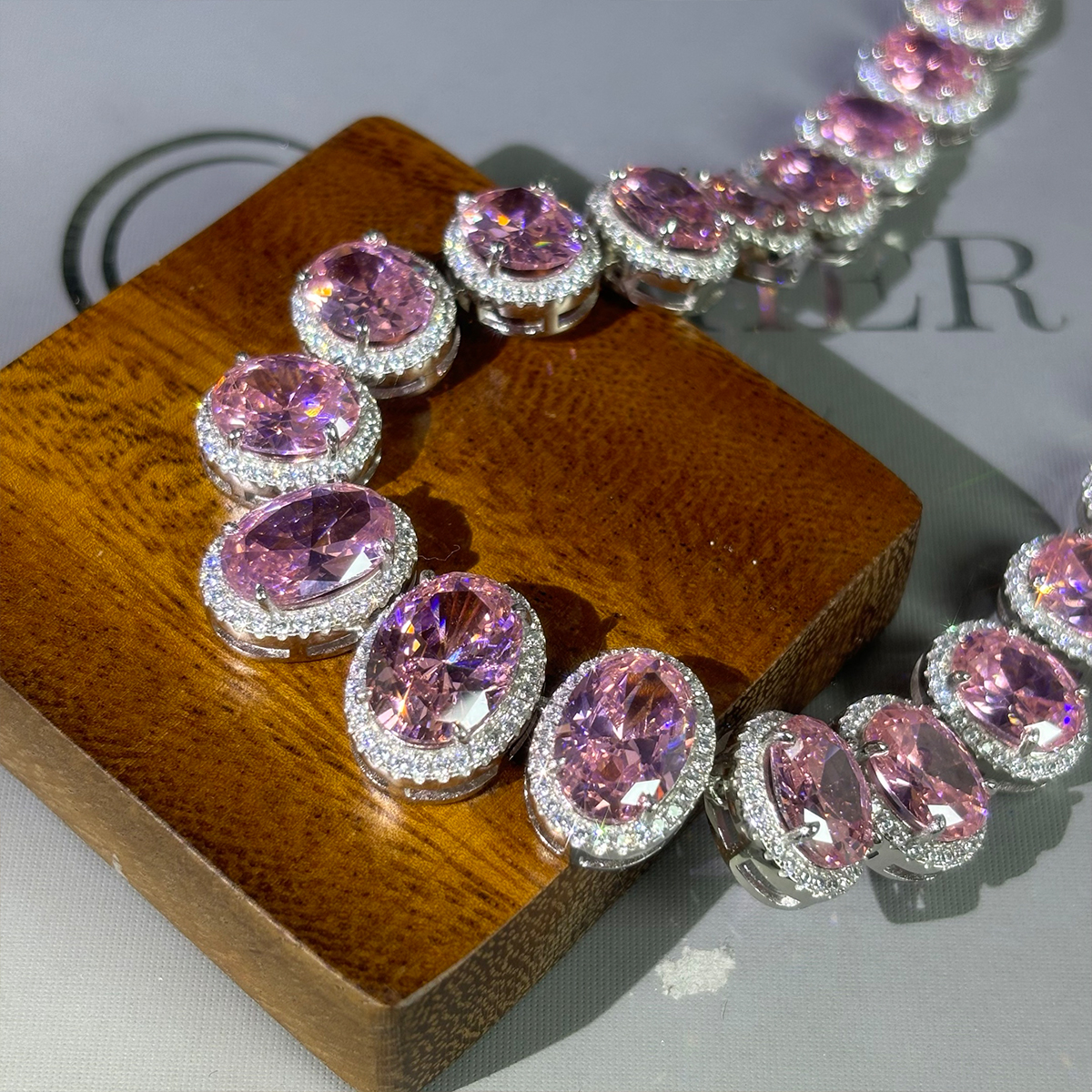 Oval Cut Fancy Pink Sapphire Necklace Choker