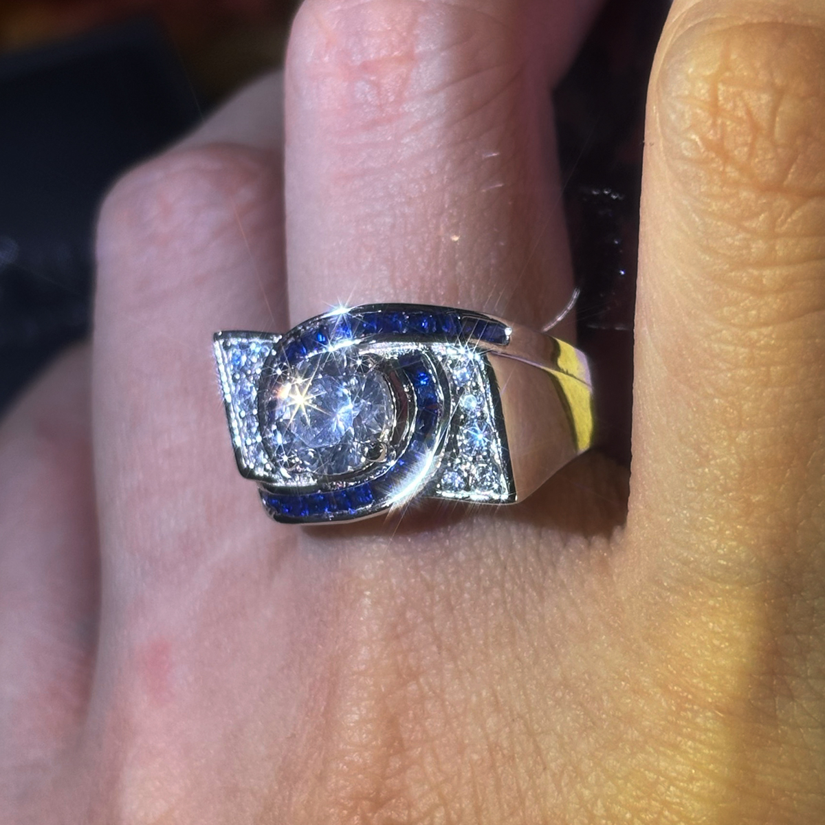 3ct Art Deco Round Cut White Sapphire Engagement Ring