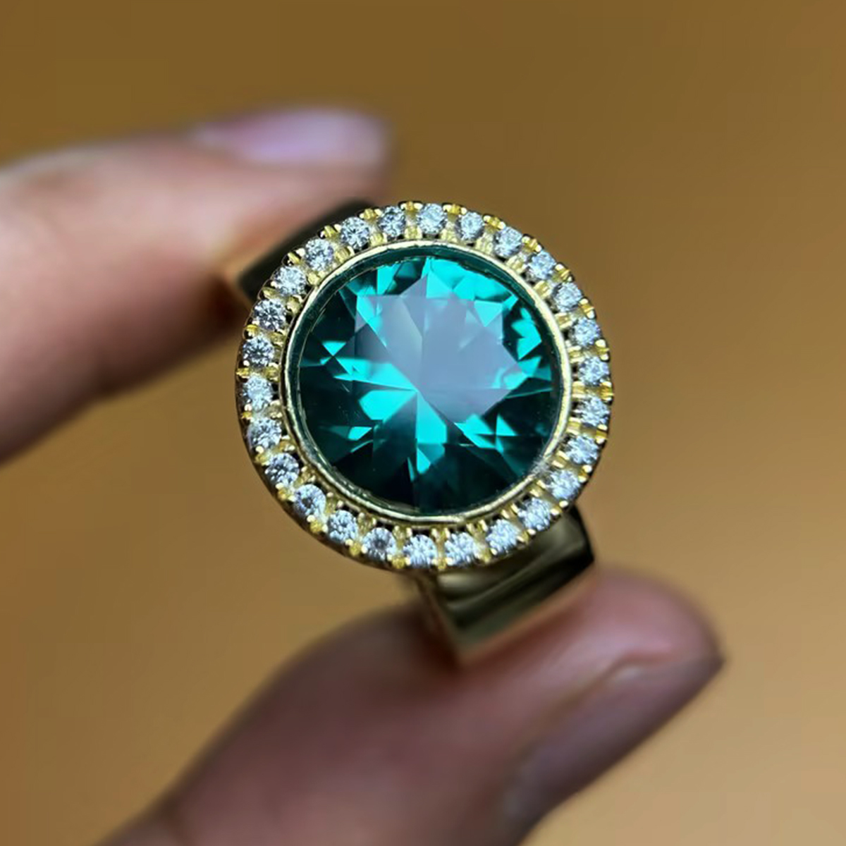 5ct Round Cut Aquamarine Engagement Ring