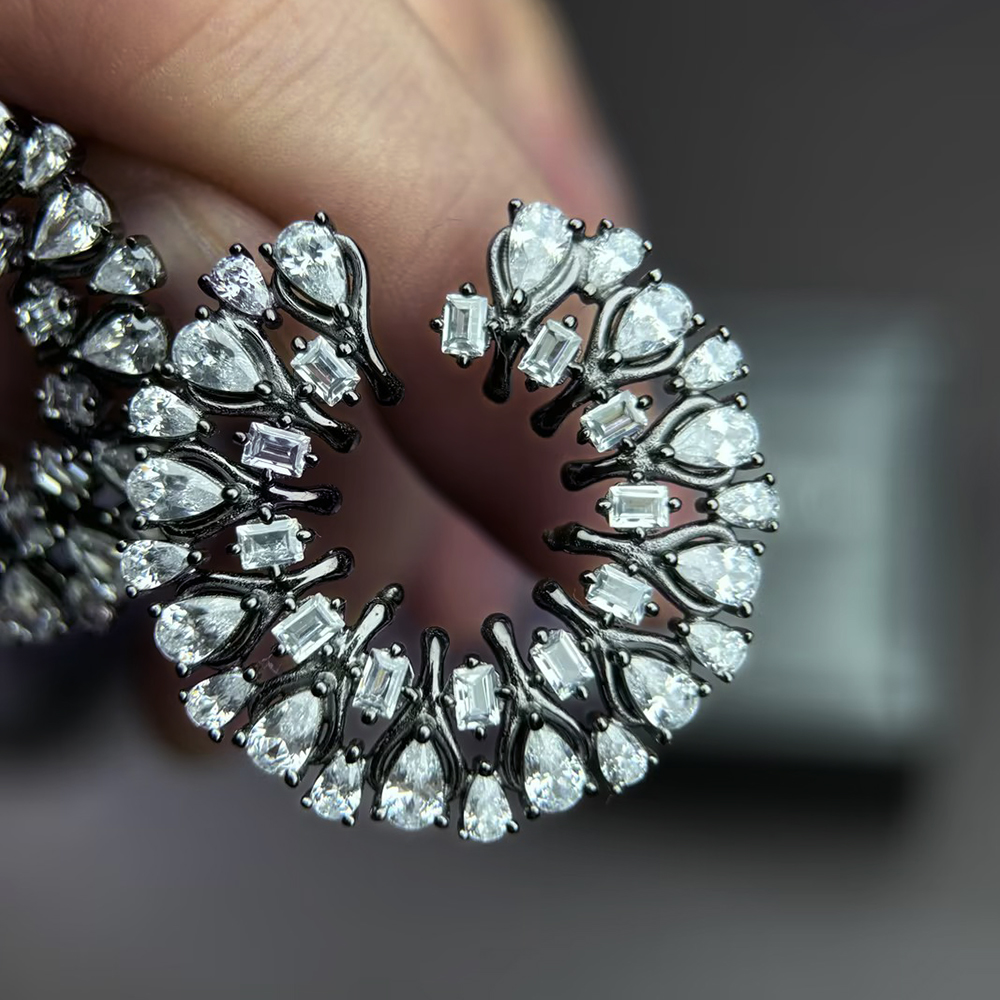 Pear & Emerald Cut White Sapphire Hoop Earrings