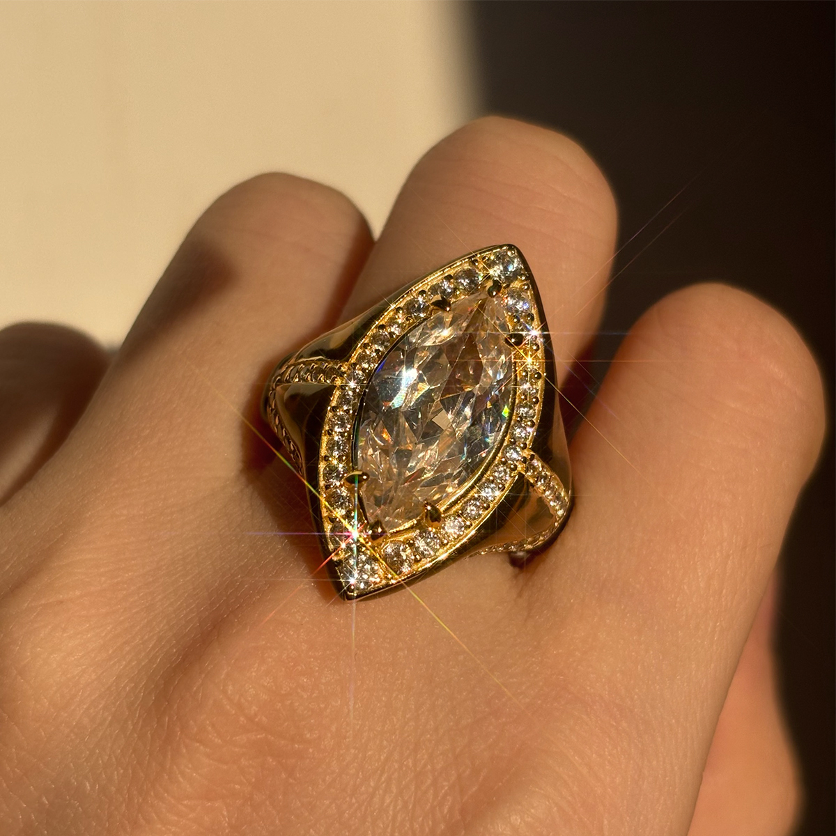 5ct Marquise Cut White Sapphire Engagement Ring