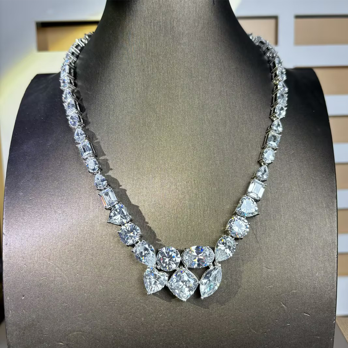 Brilliant Multi Cut White Sapphire Necklace