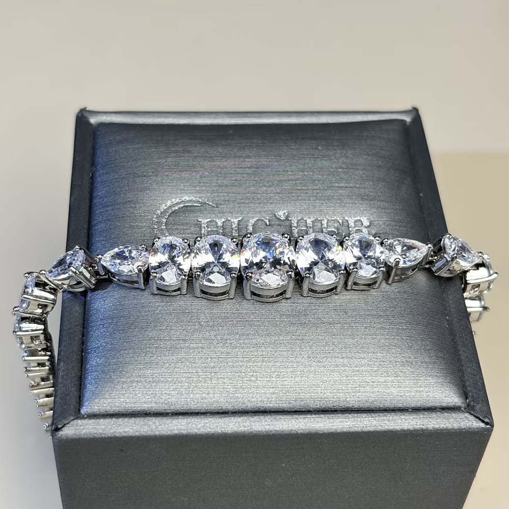 Oval & Pear Cut White Sapphire Bracelet