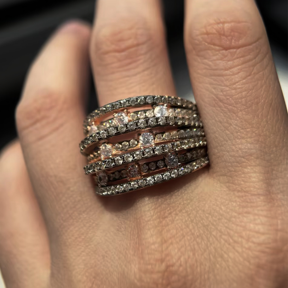 Round Cut  Multi-Row White Sapphire Eternity Ring