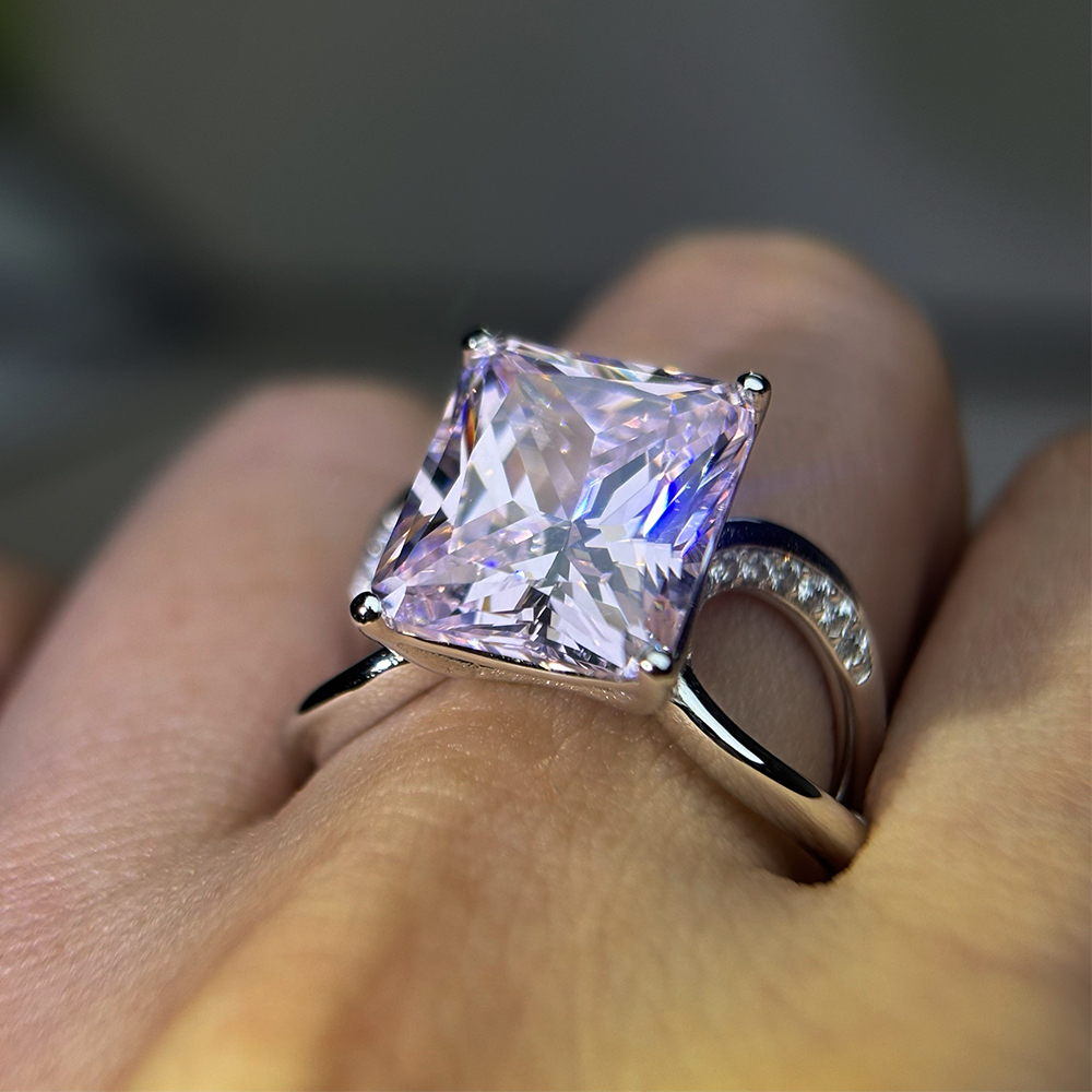 Elegant 5ct Radiant Cut Light Pink Sapphire Engagement Ring