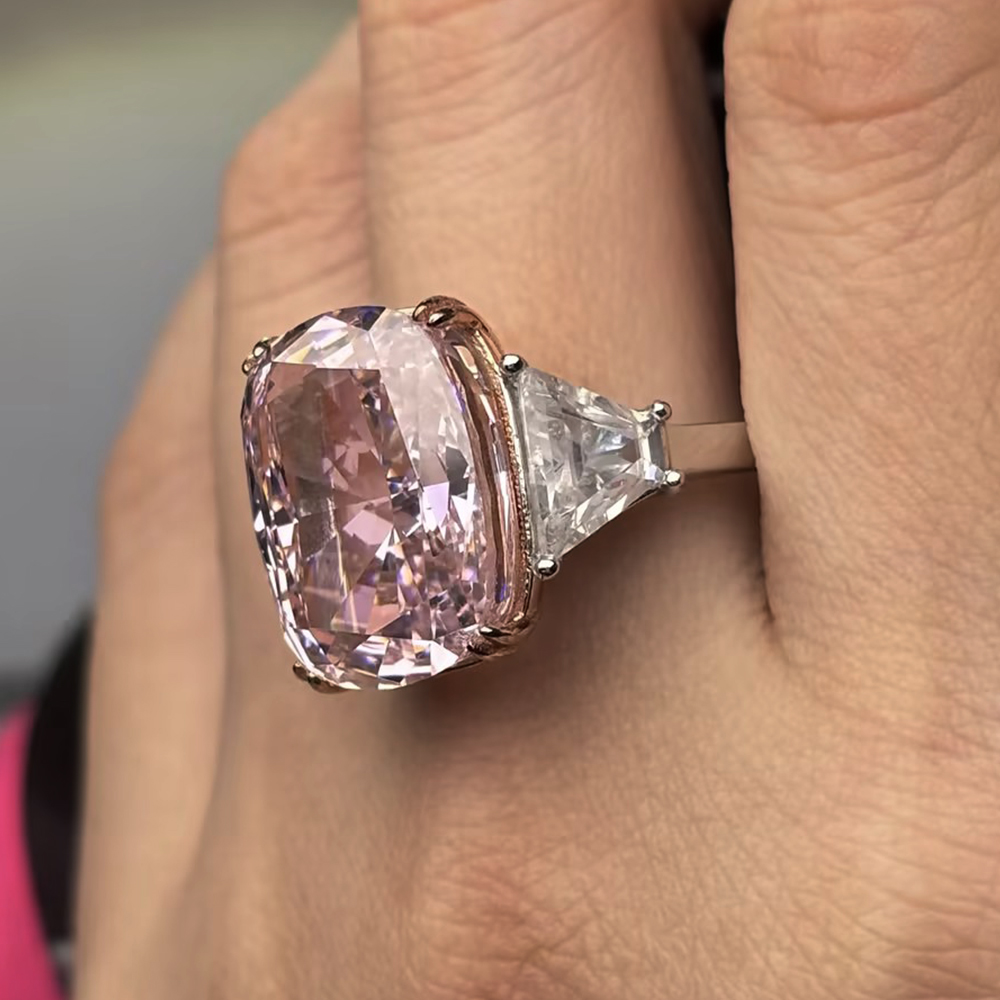 5ct Kunzite & White Sapphire Three-Stone Engagement Ring
