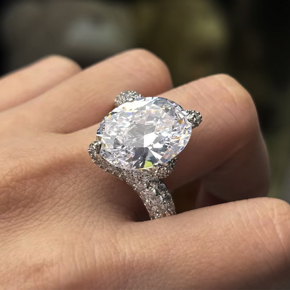 8ct Oval Cut White Sapphire Engagement Ring