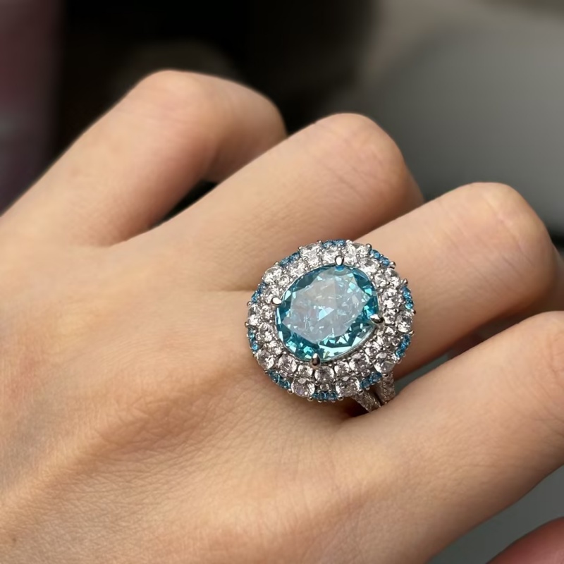 Paraiba Tourmaline & White Sapphire Double Halo Ring