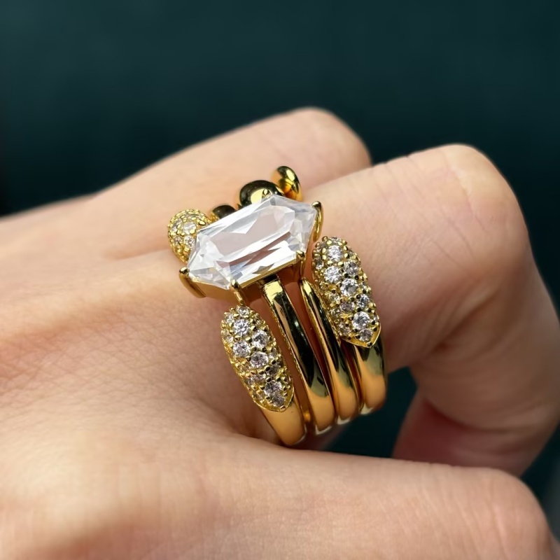 Fashion 3.75ct Dutch Marquise Cut White Sapphire Stacking Wedding Set / 4pcs