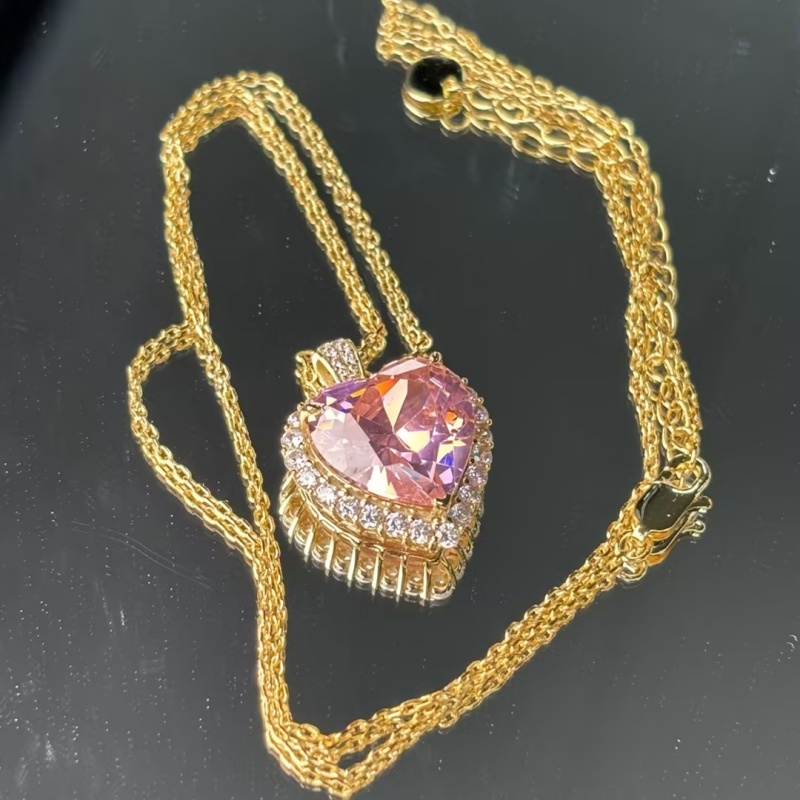 8ct Heart Cut Pink Sapphire Necklace