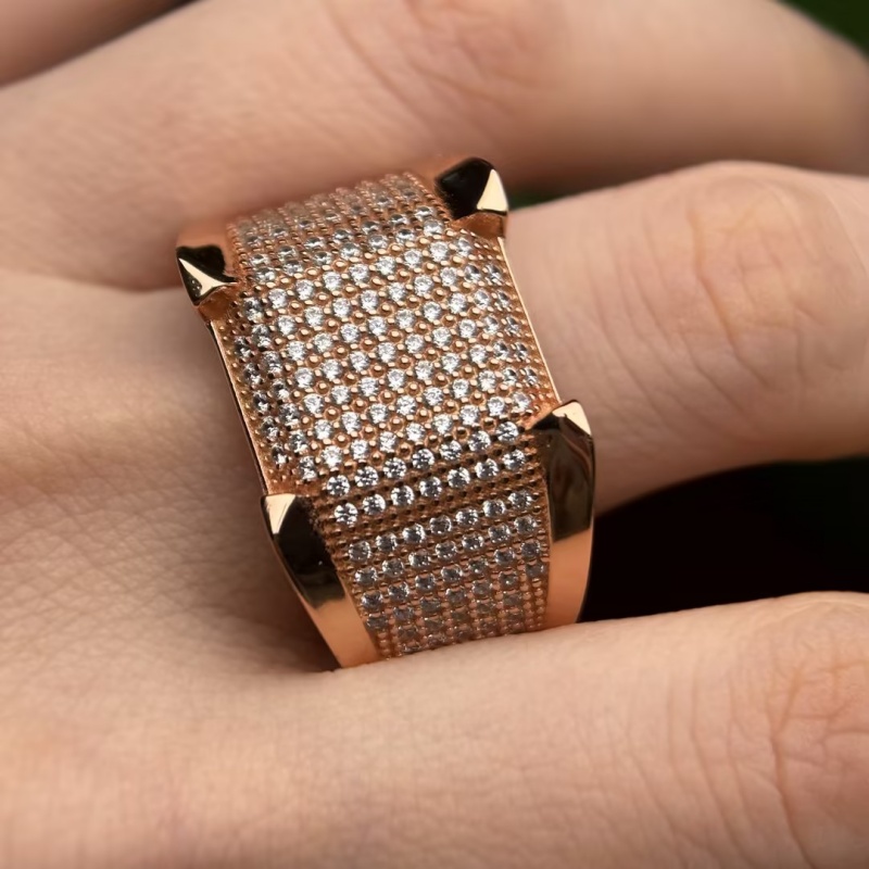 Fashion 5.25ctw Micro-pave Setting Round Cut White Sapphire Men's Band