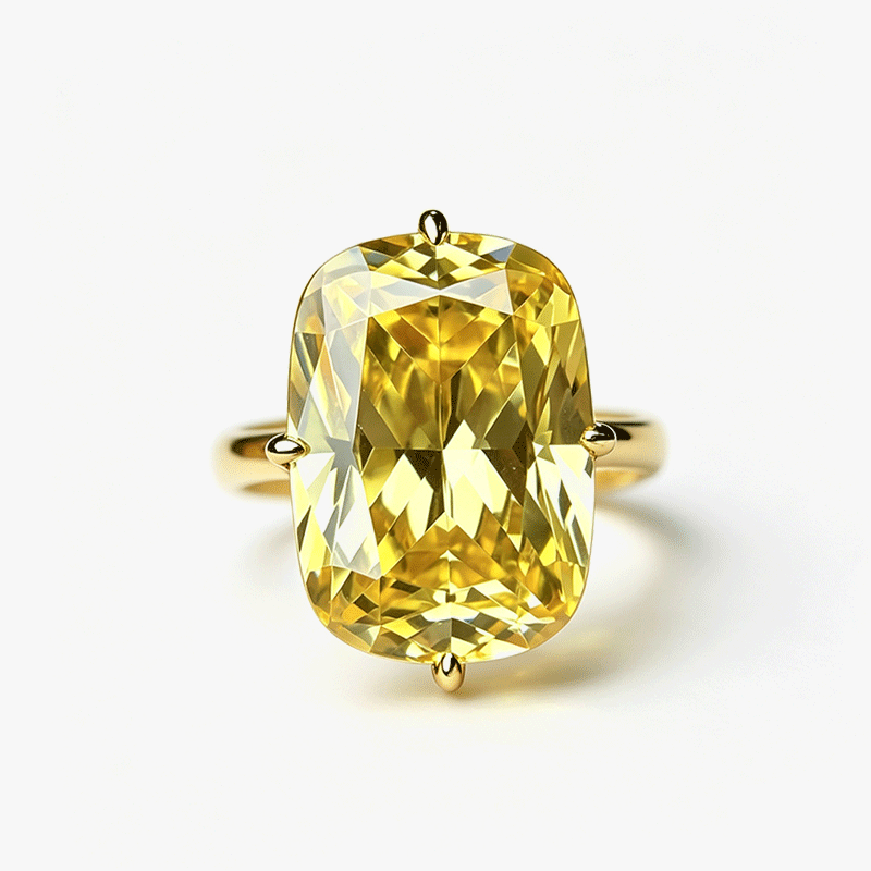 5ct Cushion Cut Yellow Sapphire Solitaire Ring