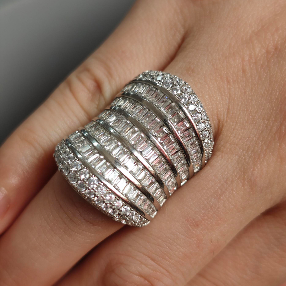 11.5ct Baguette&Round Cut Diamond Wide Band Ring