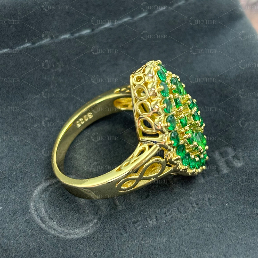 7.25ct Pear Cut Green Sapphire Ring