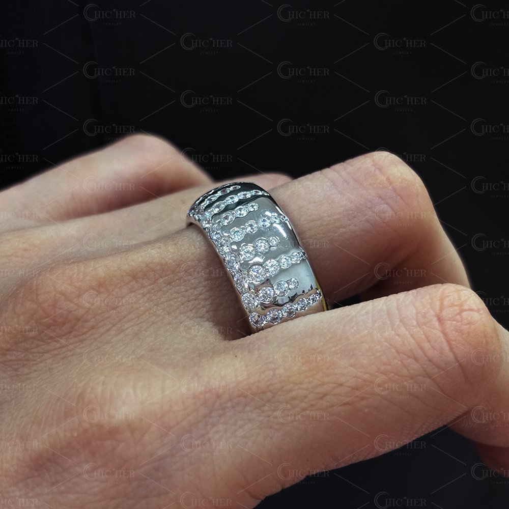 Flush Setting 1.7ct Scattered Diamond Wedding Band