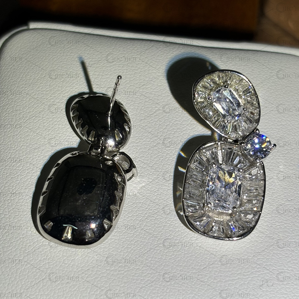 Stunning Multi Cut White Sapphire Dangle Earrings