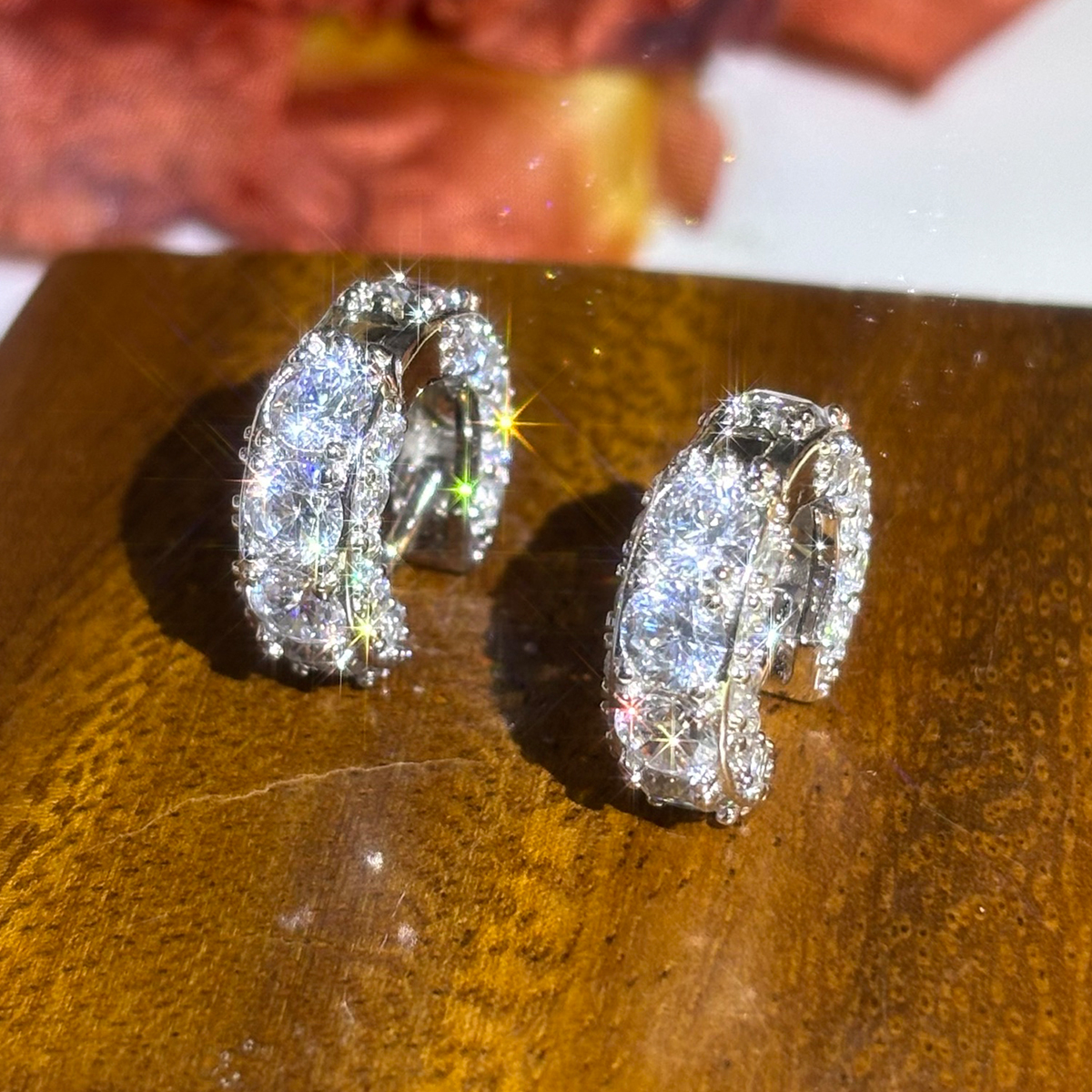 Fashion Round Cut White Sapphire Hoop Earrings