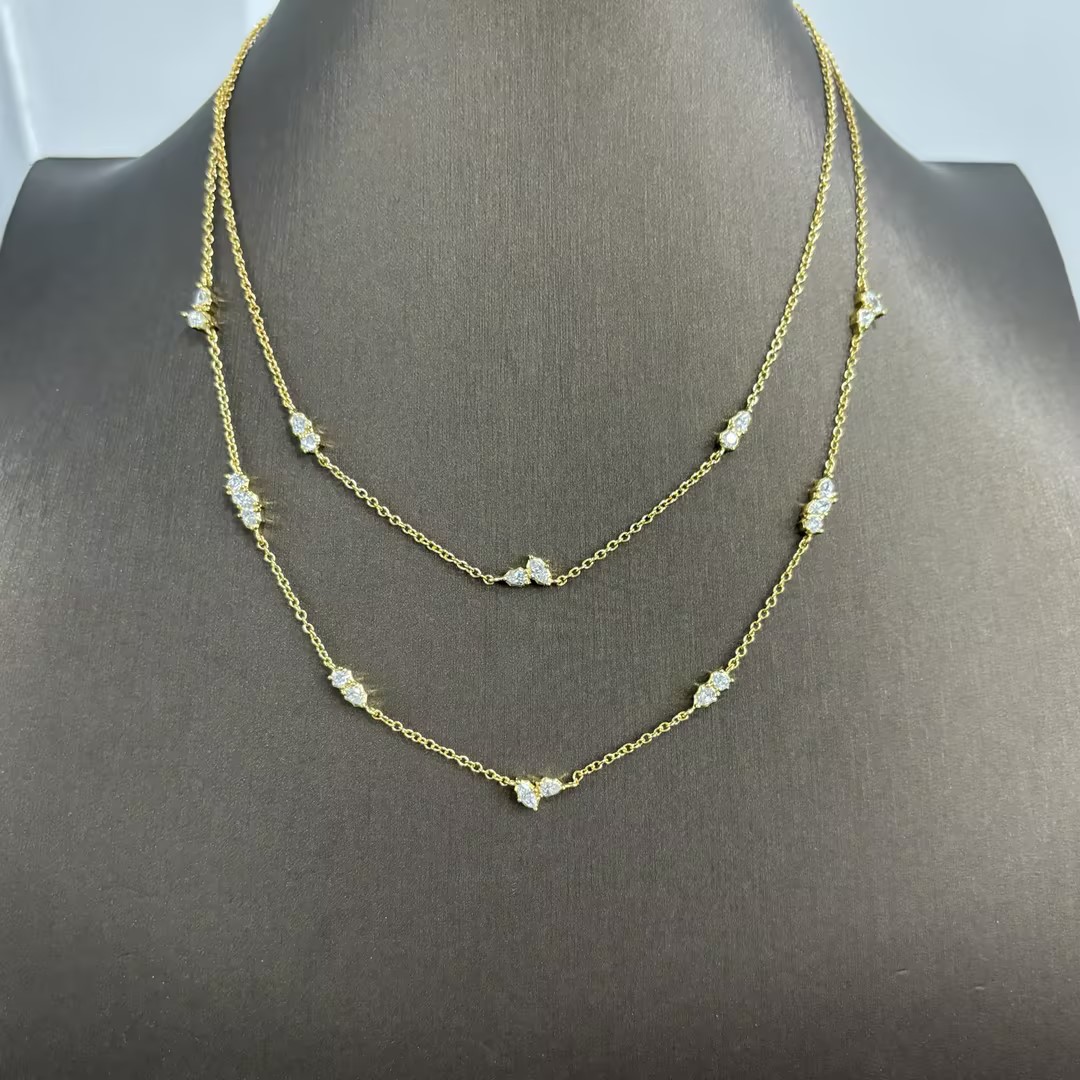 Double Layer White Sapphire Necklace