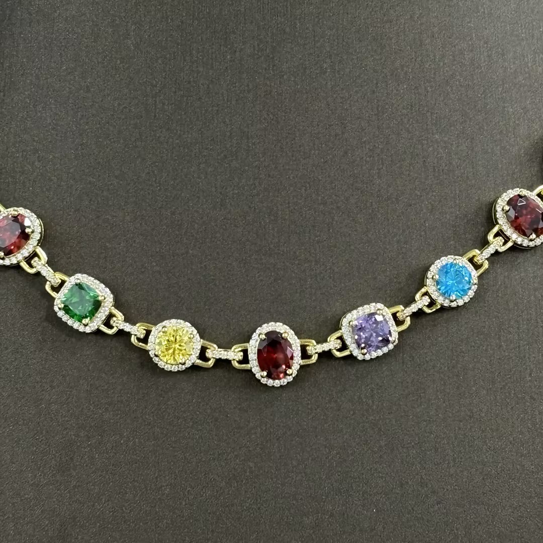 Fashion Multi-cut Rainbow Necklace for Men in Gold