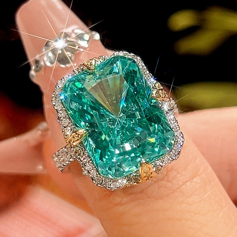3.25ct Radiant Cut Paraiba Sapphire Halo Cocktail Ring