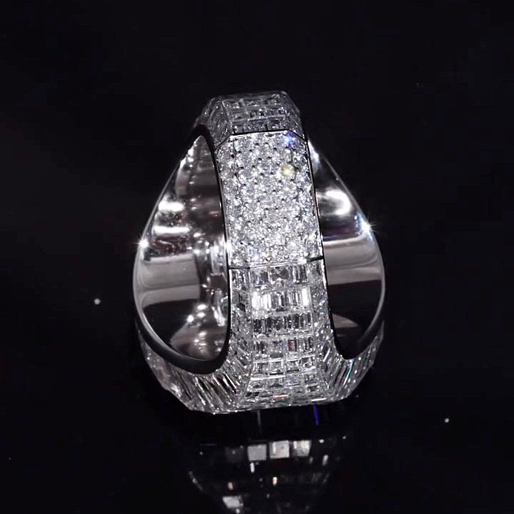 7ct Asscher Cut White Sapphire Men's Engagement Ring