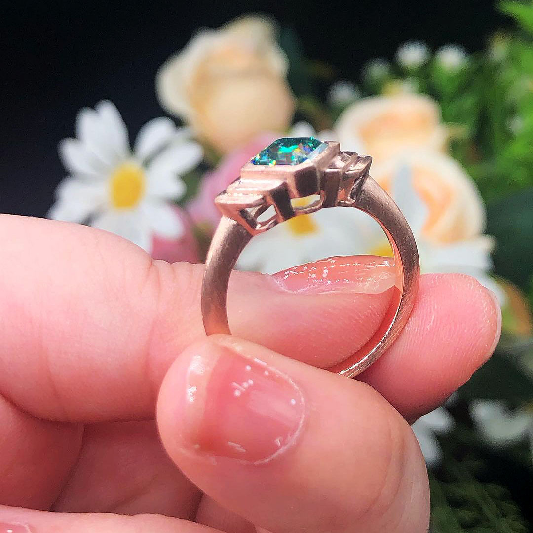 2ct Asscher Cut Green Sapphire Engagement Ring