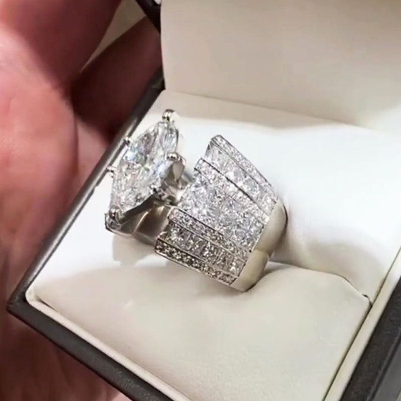 3ct Marquise Cut White Sapphire Engagement Ring