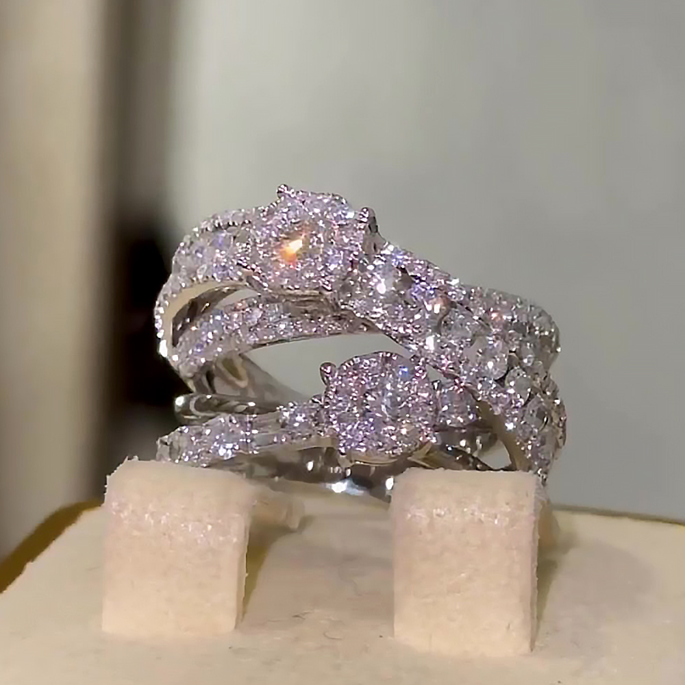 Multiloop design Round Cut White Sapphire Fashion Ring