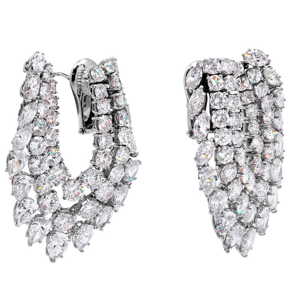 Irregular Cut White Sapphire Earrings