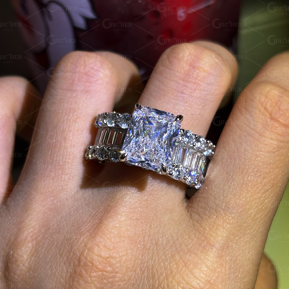 5.5ct Radiant Cut White Sapphire Engagement Ring