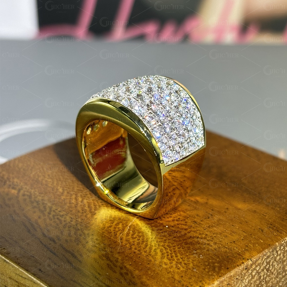 6.85ct Micro Pave Setting Round Cut White Sapphire Wedding Ring