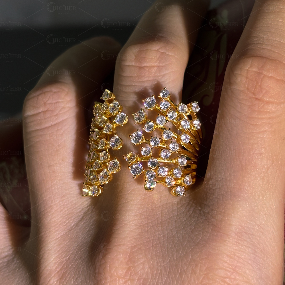 Branch Design 2.9ct Round Cut White Sapphire Open Band