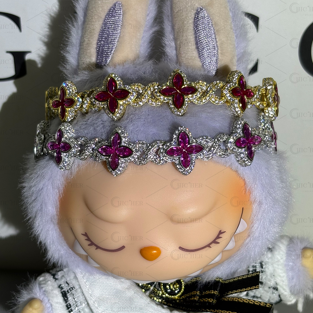 Marquise Cut Pink Sapphire Chain Bracelet for Men