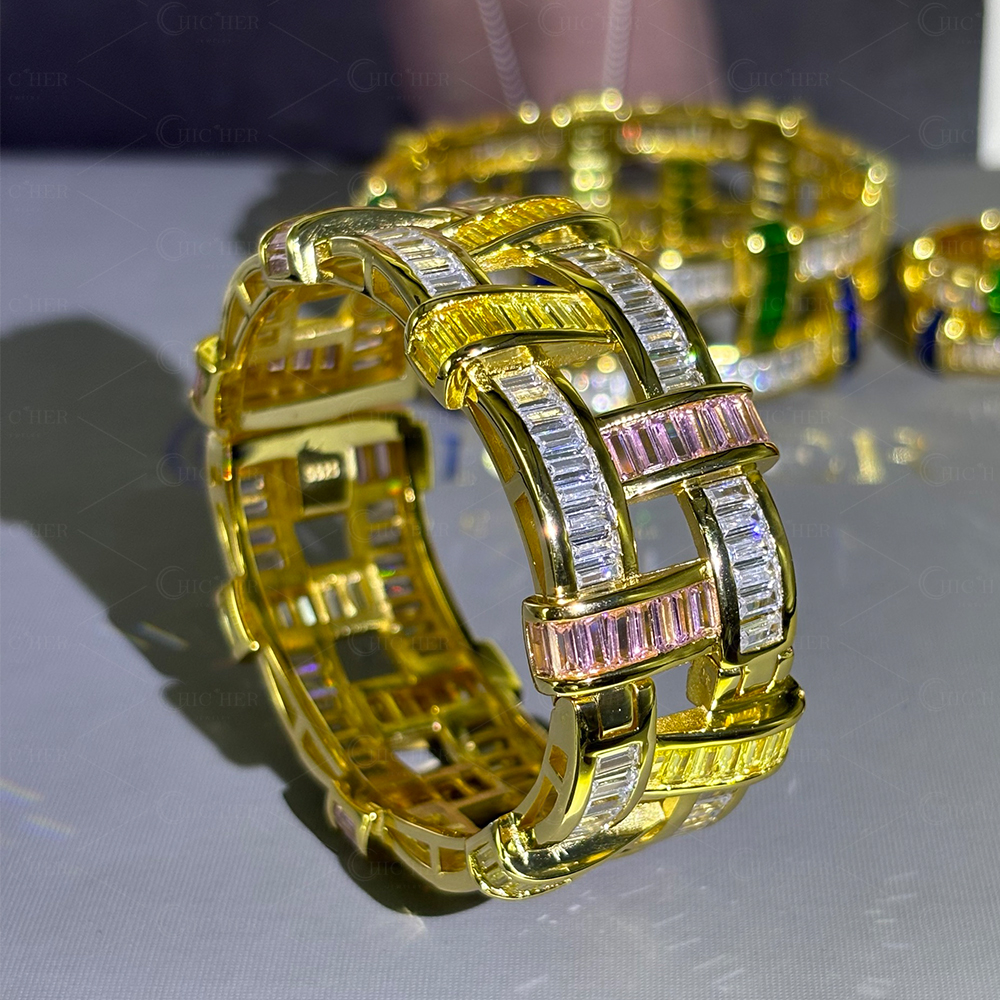 Emerald Cut Multi-color Three-tone Gemstone Bracelet