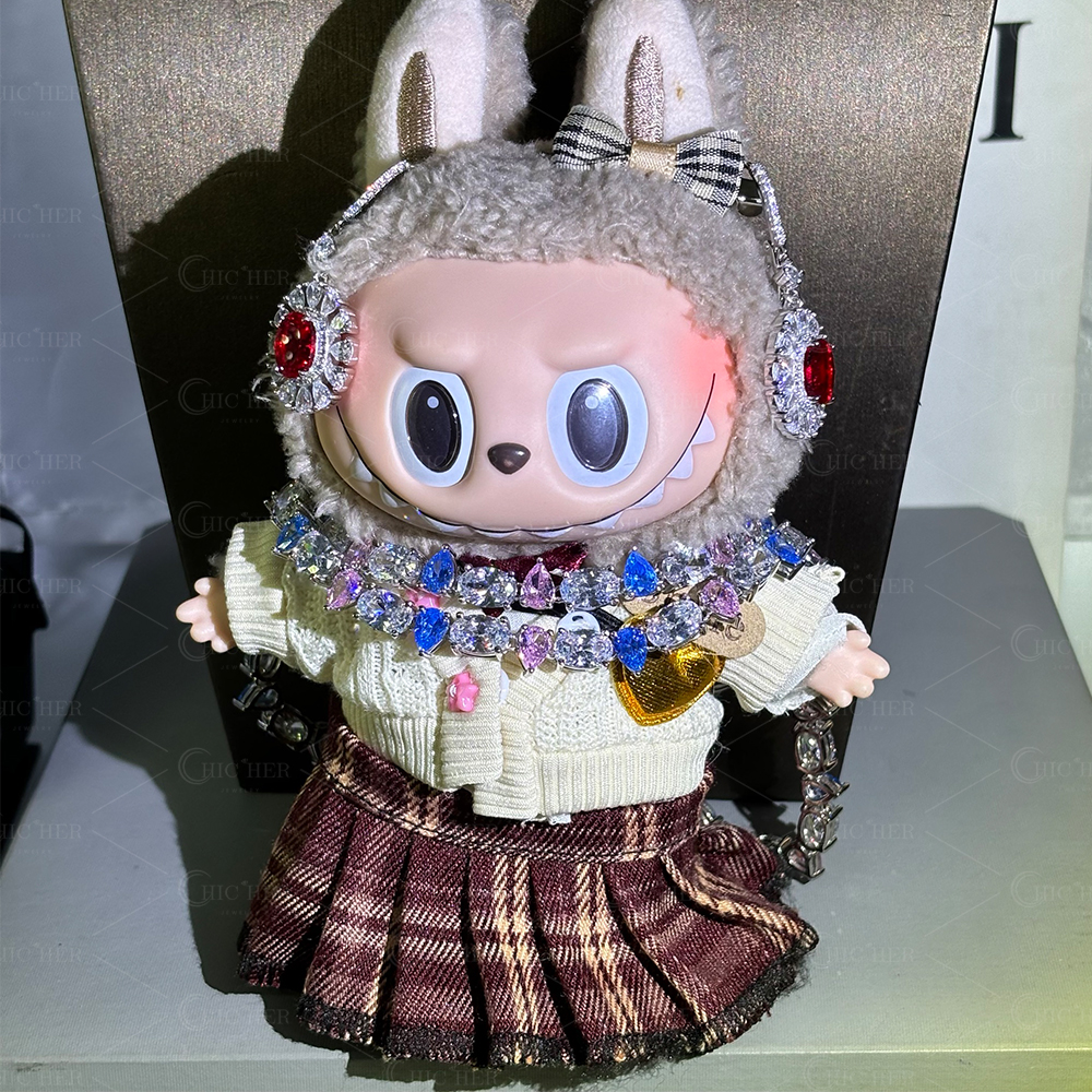 Pear&Oval Cut Rainbow Sapphire Men's Necklace