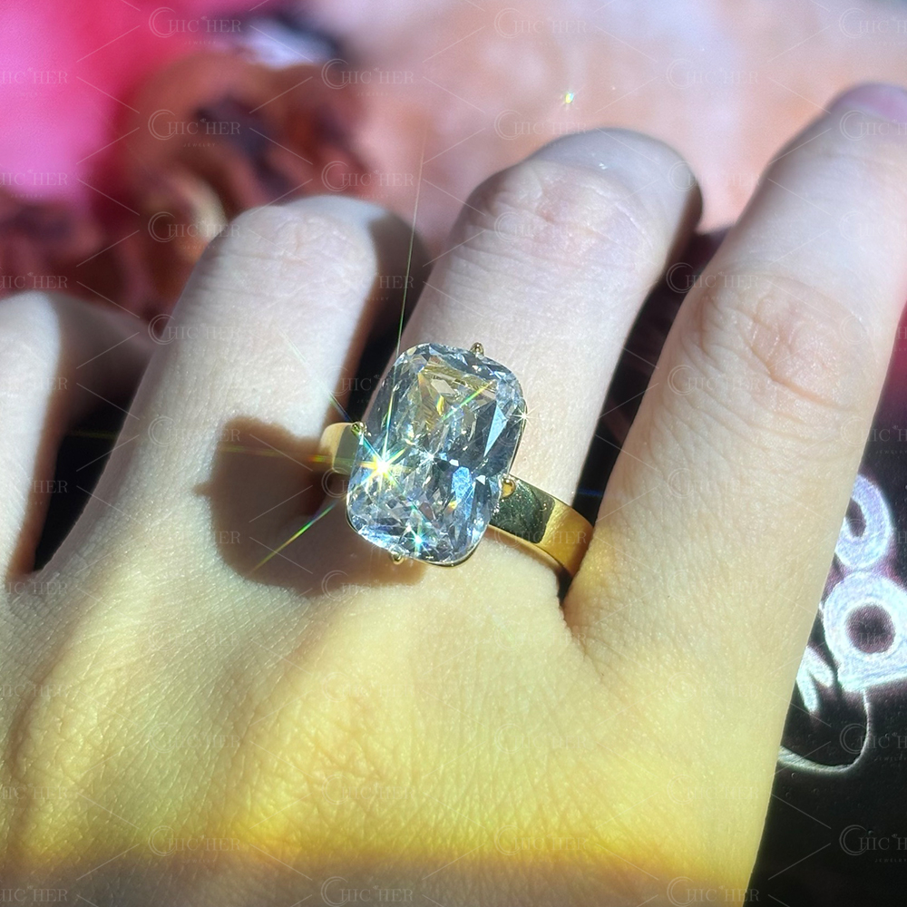 Solitaire 5ct Cushion Cut White Sapphire Engagement Ring