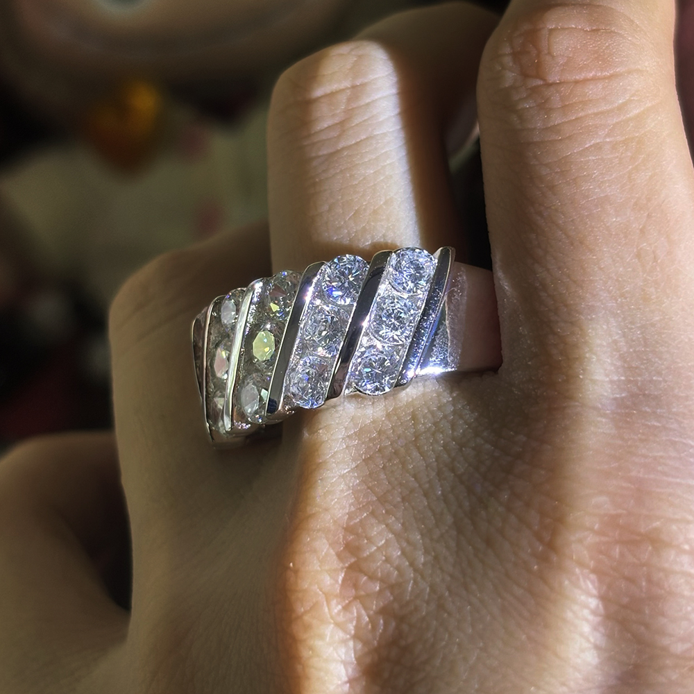 7.5ct Channel Setting  Round Cut White Sapphire Eternity Ring