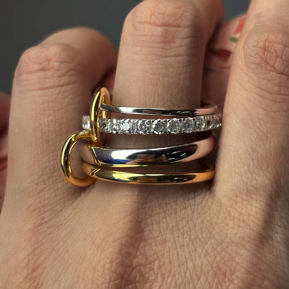 1.05ct Round Cut White Sapphire Stacking Rings