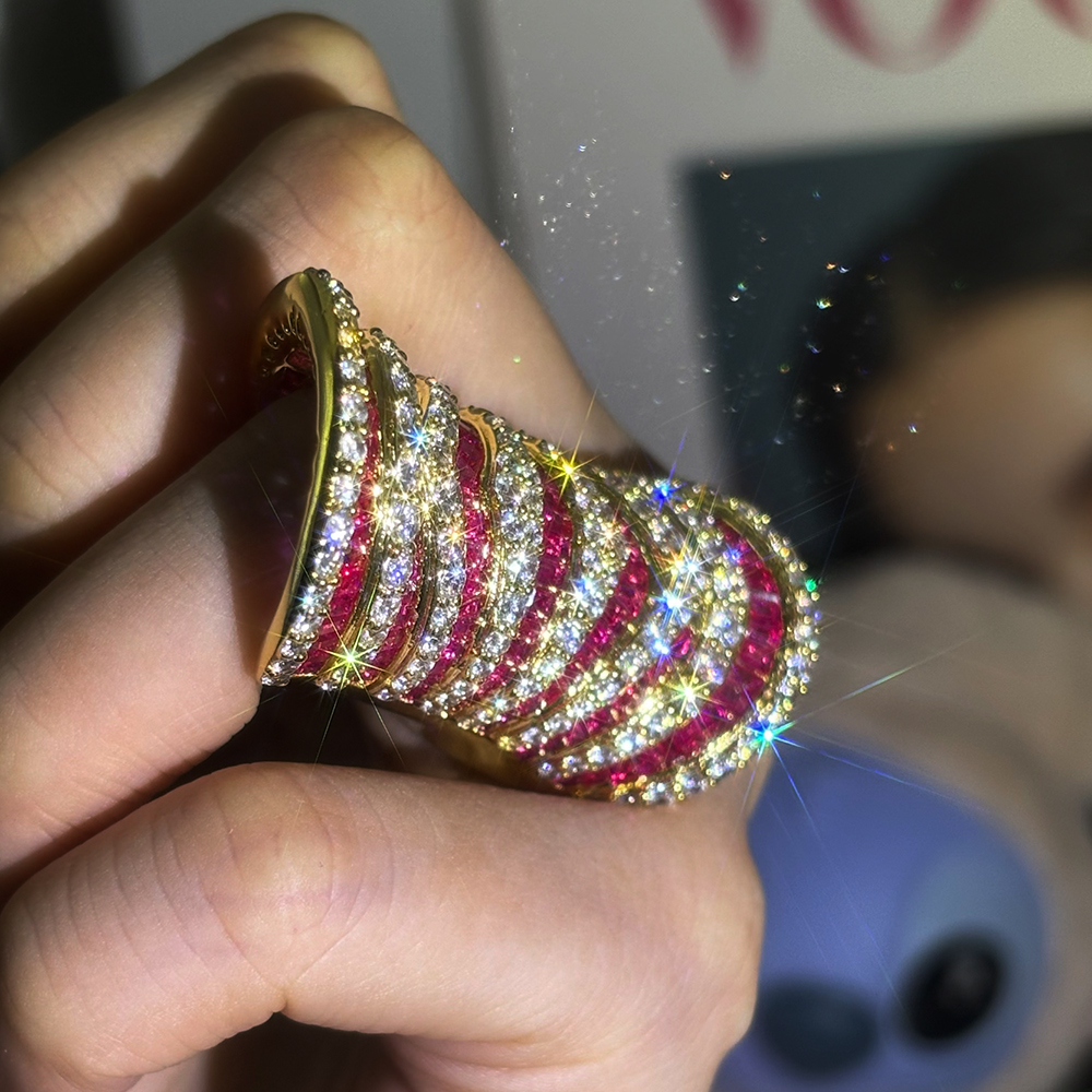 Magnificent 9.77ct Multi-cut Ruby Sapphire Cocktail Ring