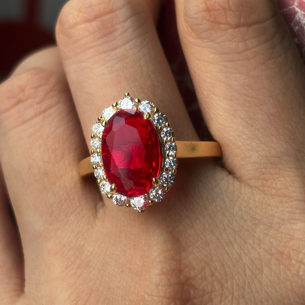 Halo 4ct Oval Cut Ruby Sapphire Engagement Ring