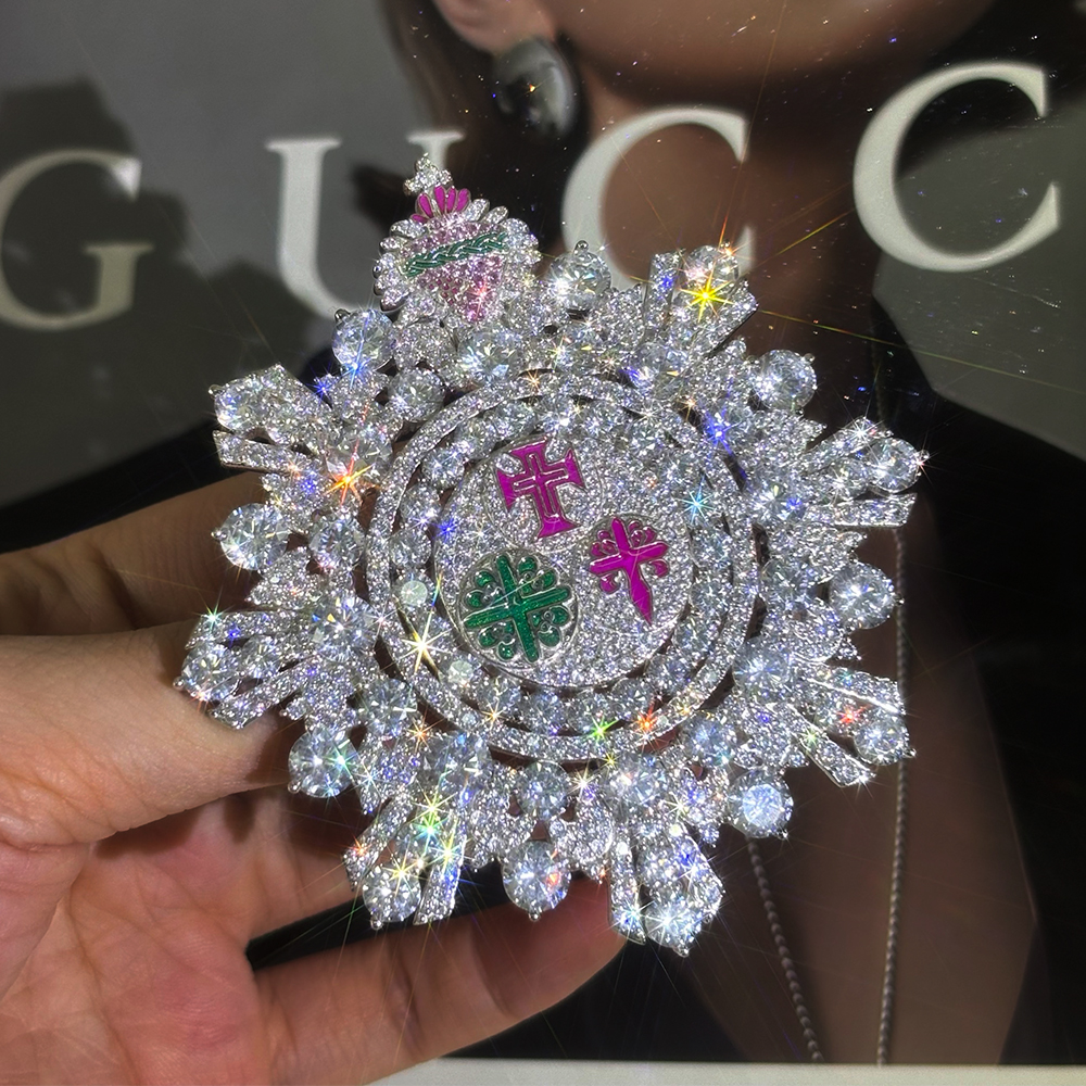 Art Deco Multi-Cut White Sapphire Brooch