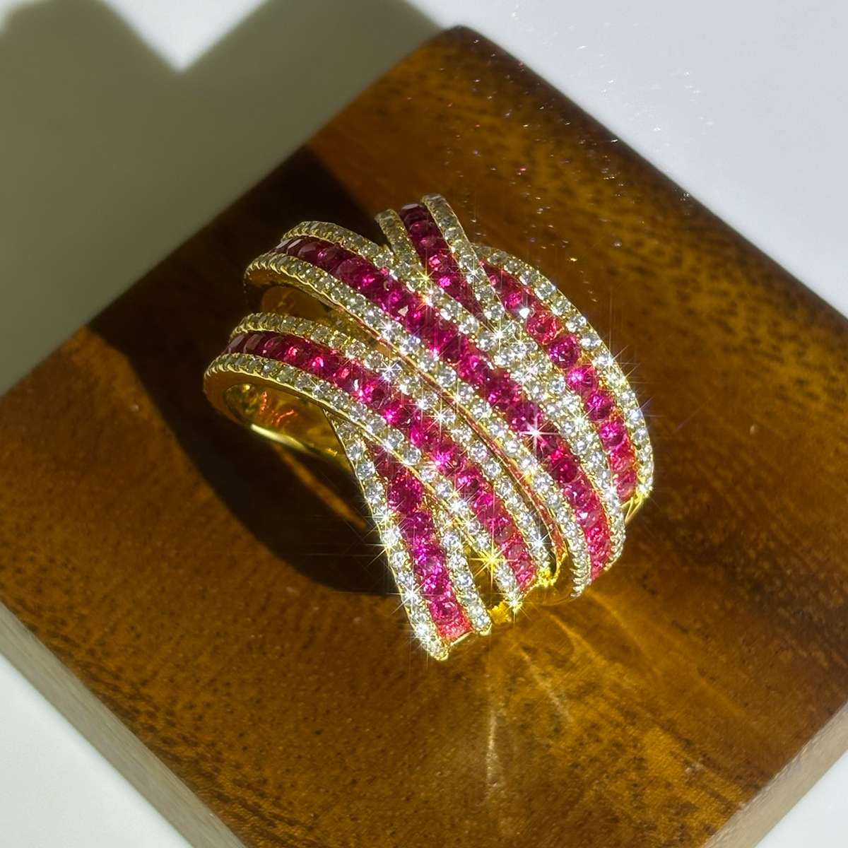 4.35ct Bypass Design Ruby Eternity Ring