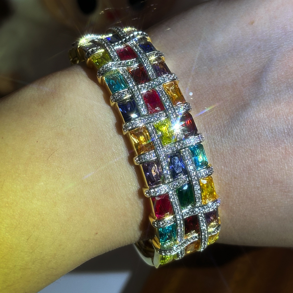 Colorful Gemstone Bangle Bracelet