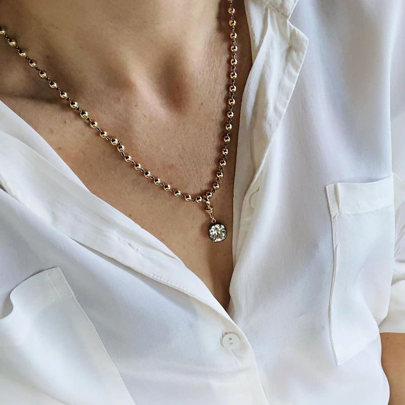 Art Deco Design Pendant Necklace with Bead Chain