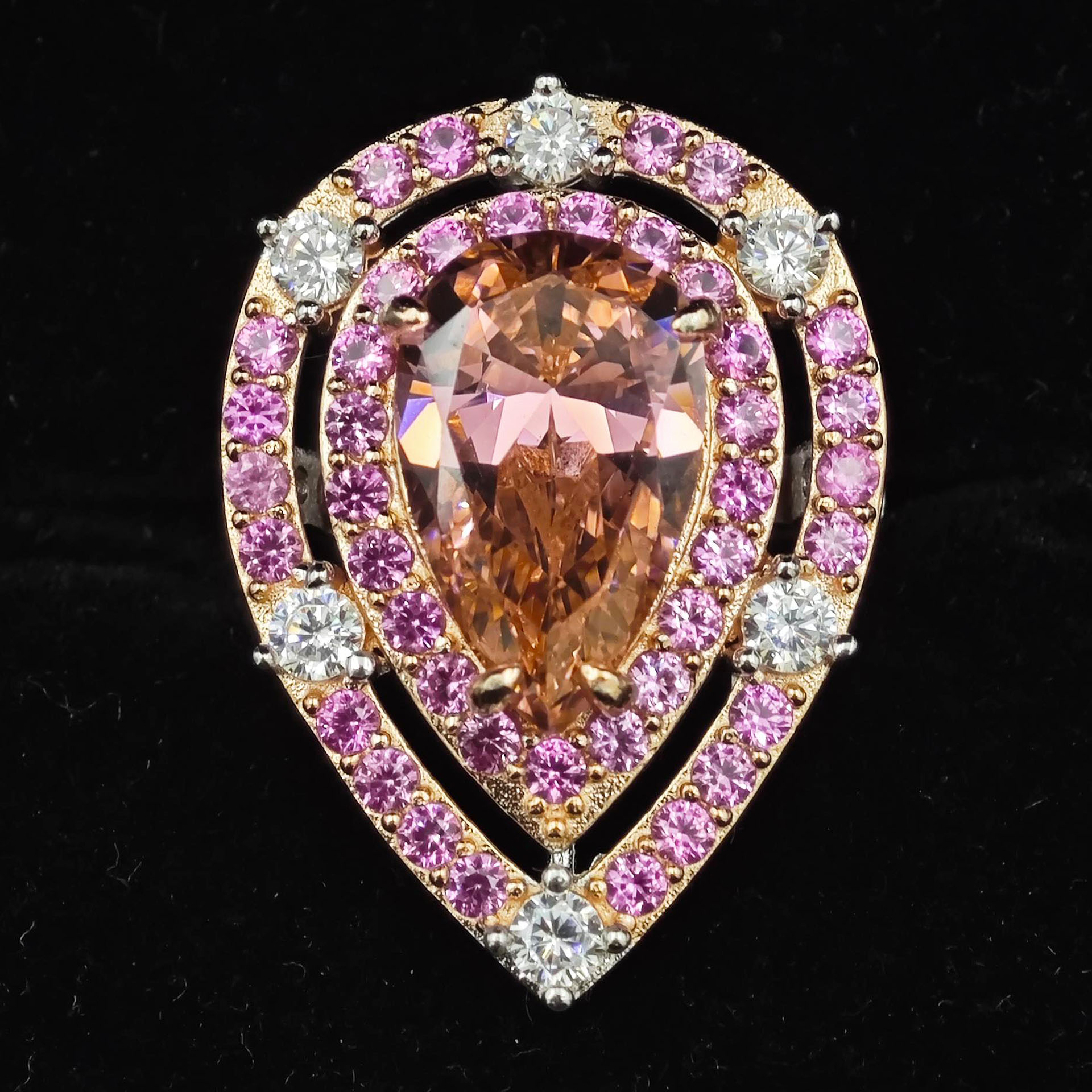 5ct Halo Pear Cut Pink Sapphire Engagement Ring