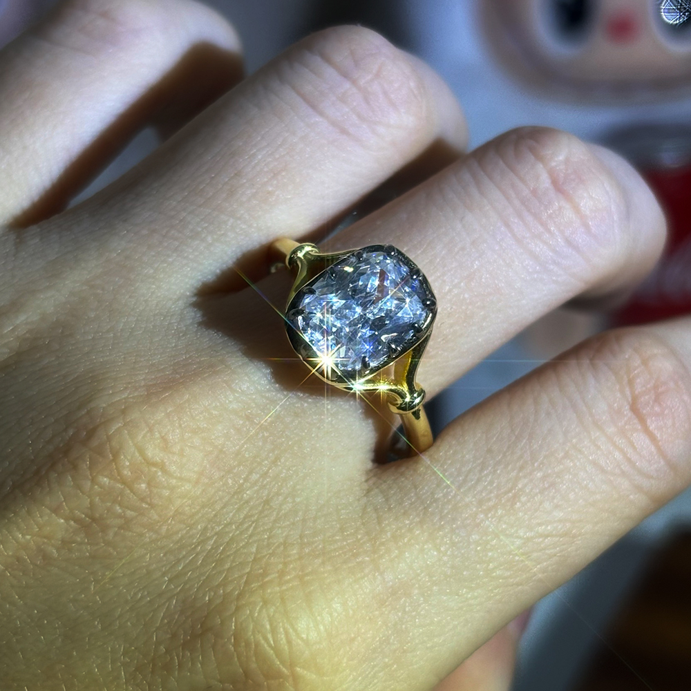 Vintage Design 3ct Cushion Cut White Sapphire Engagement Ring