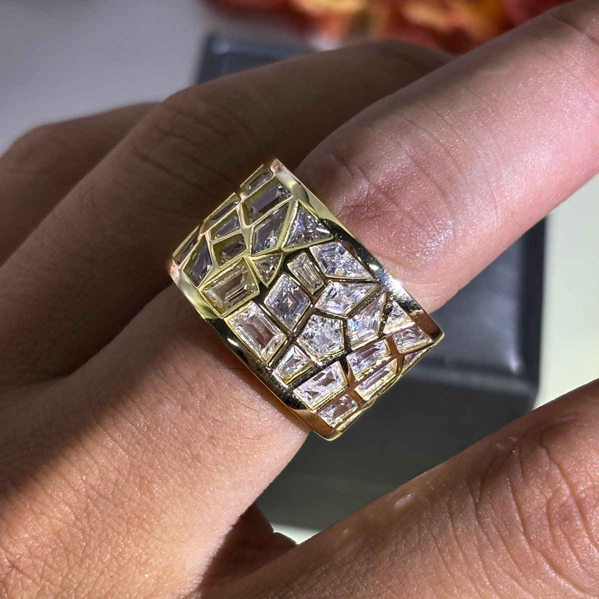 4.8ct Irregular Cut  White Sapphire Band for Men