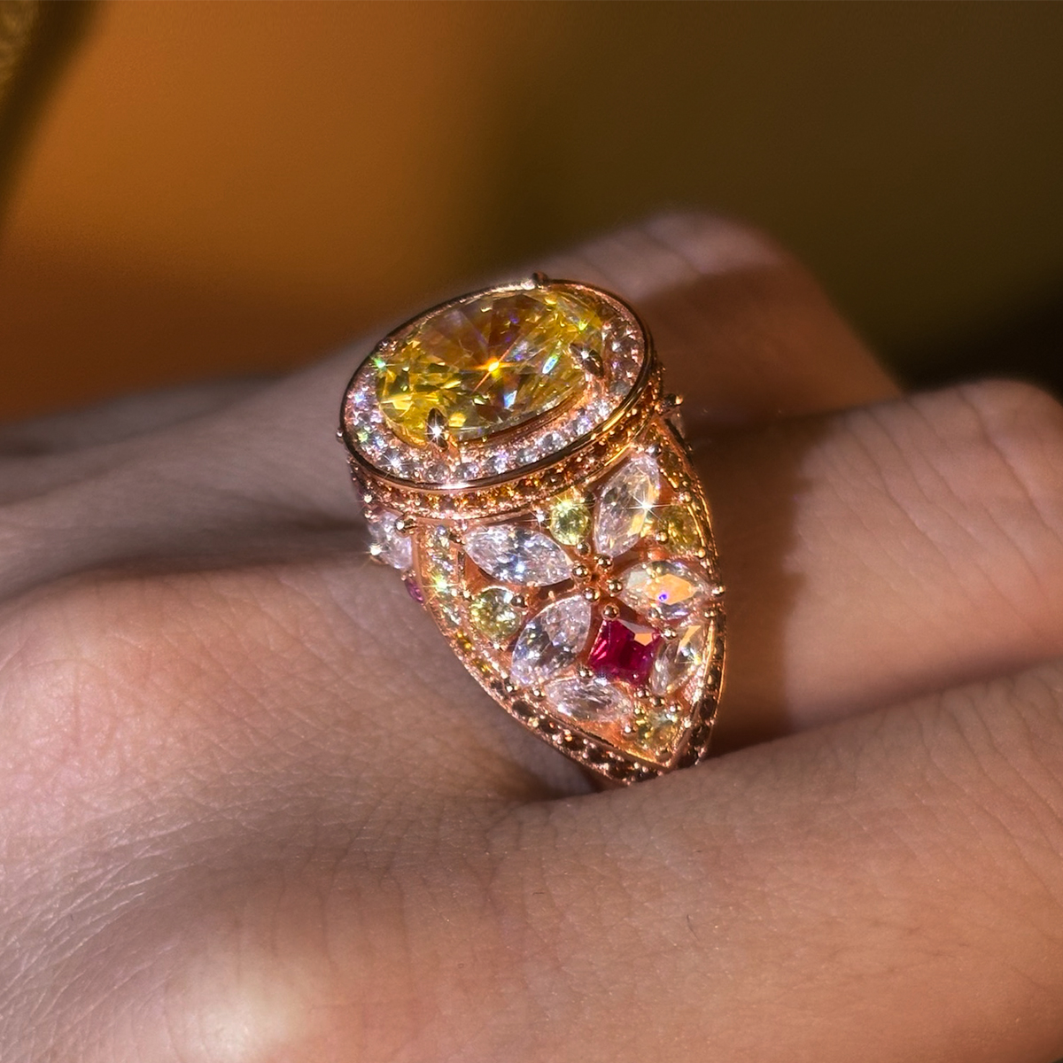 4ct Oval Cut Yellow Sapphire Engagement Ring